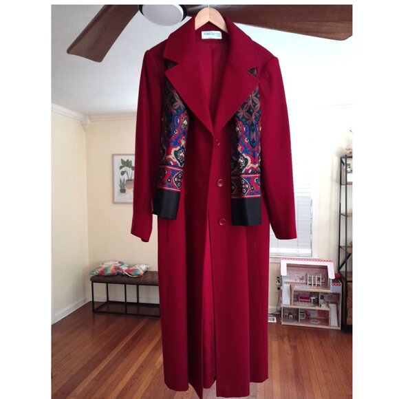 SOLD🔴🔴🔴🔴🔴🔴Vintage Dark Red Wool Forecaster Trench Coat Women's size 12 - Picture 1 of 8